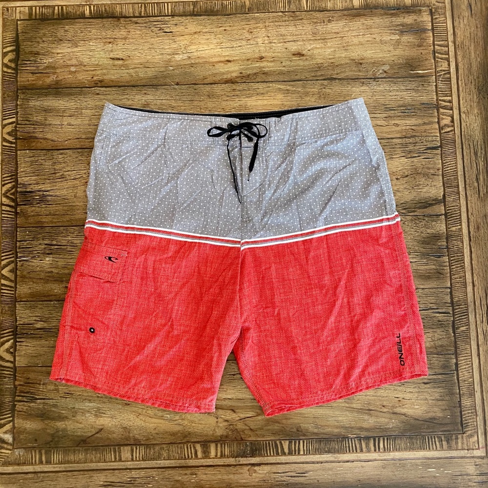 O’Neil Red/Grey Board Shorts